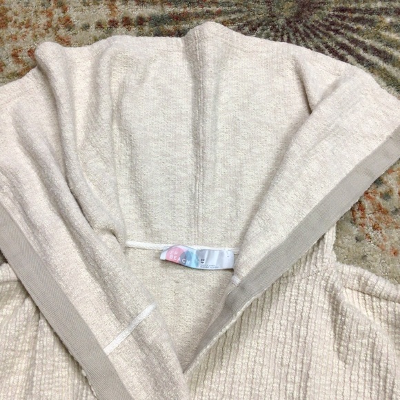 Free People Beach Knit Floppy Collar ribbed Jacket Sweater Cardigan XS - Picture 6 of 9